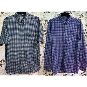 Lot Of 2 Vineyard Vines Shirt Mens Large On The Go Performance Plaid OTG Stretch